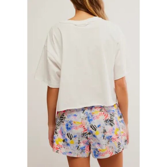 FREE PEOPLE Movement Inspire Cotton Graphic T-Shirt in White/ Peach Size Large - Picture 2 of 7